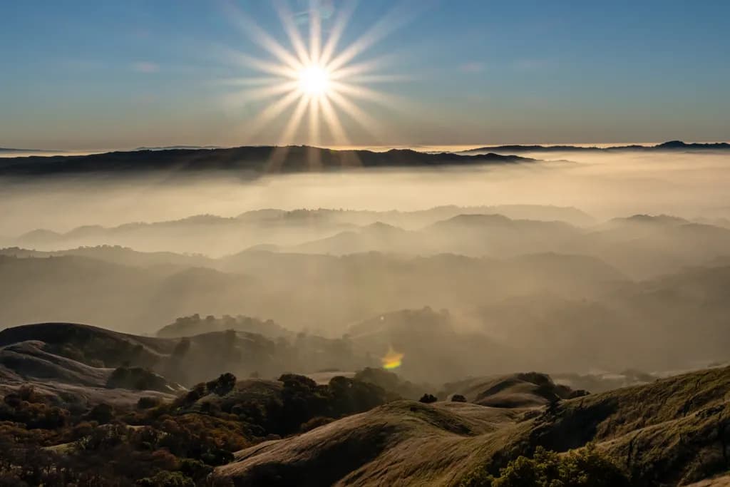Sunset Over Misty Hills