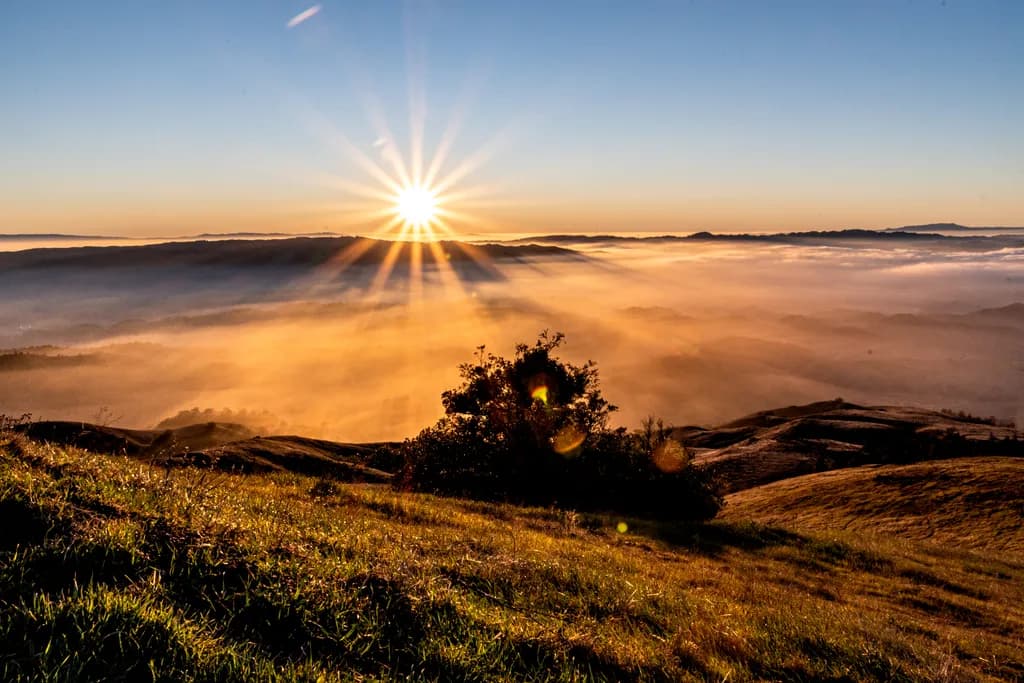 Sunset Over Misty Hills