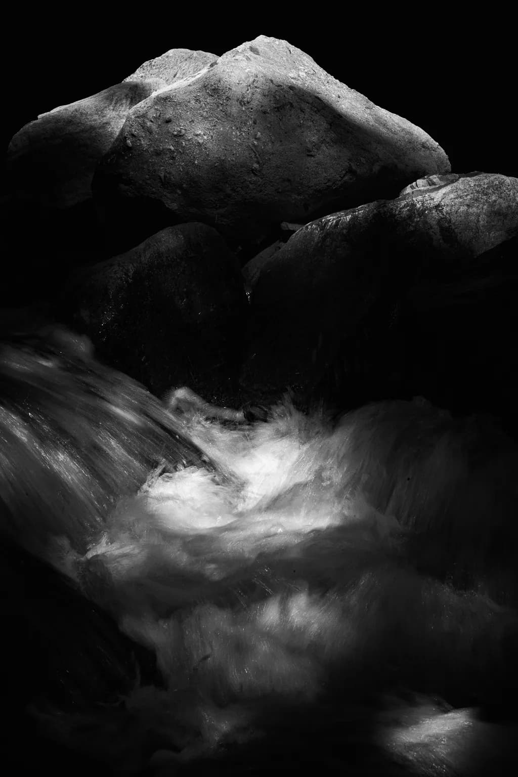 Boulder and Rushing Water