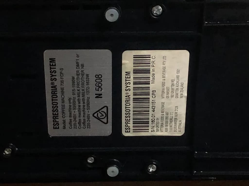 Espressotoria System Labels