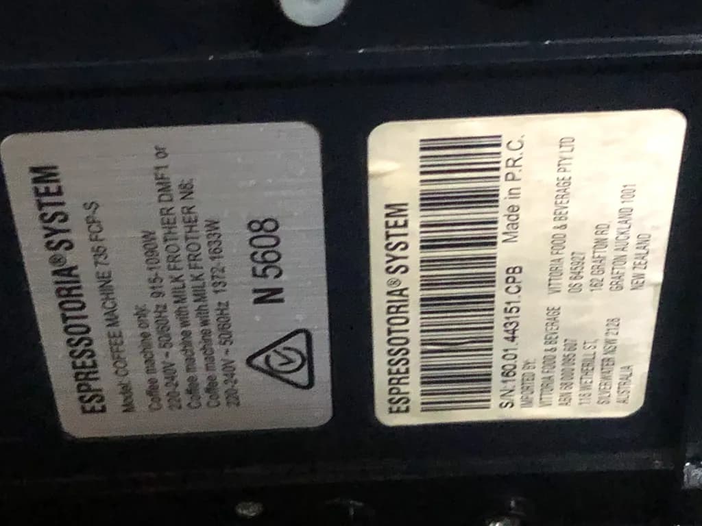Espressotoria System Labels
