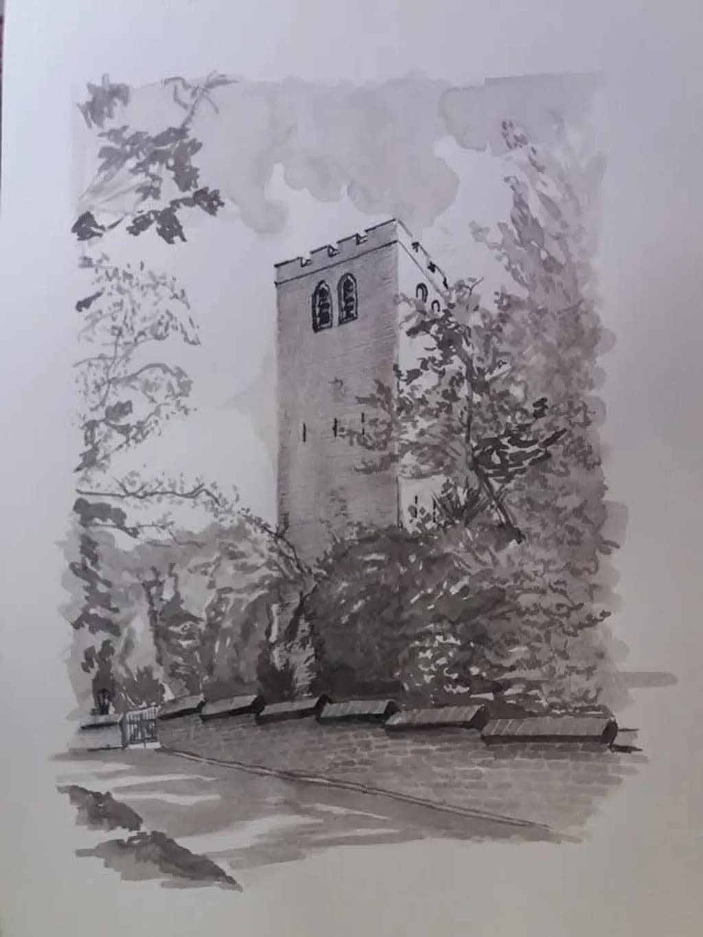 Monochrome Tower Sketch