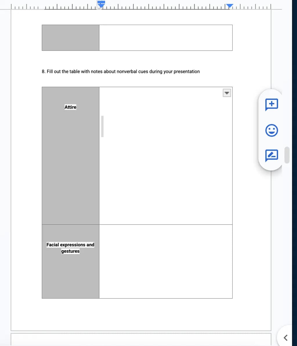 Nonverbal Cues Worksheet