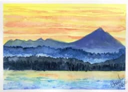 Orange Sunset Mountains