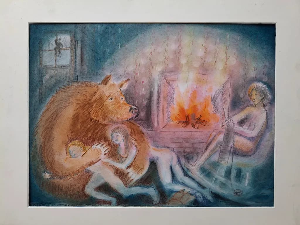 Bear Embrace by the Fireplace