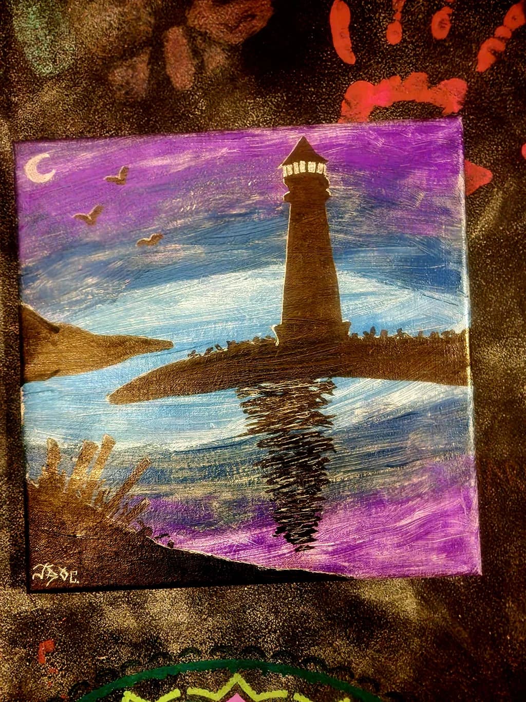 Lighthouse Silhouette at Sunset