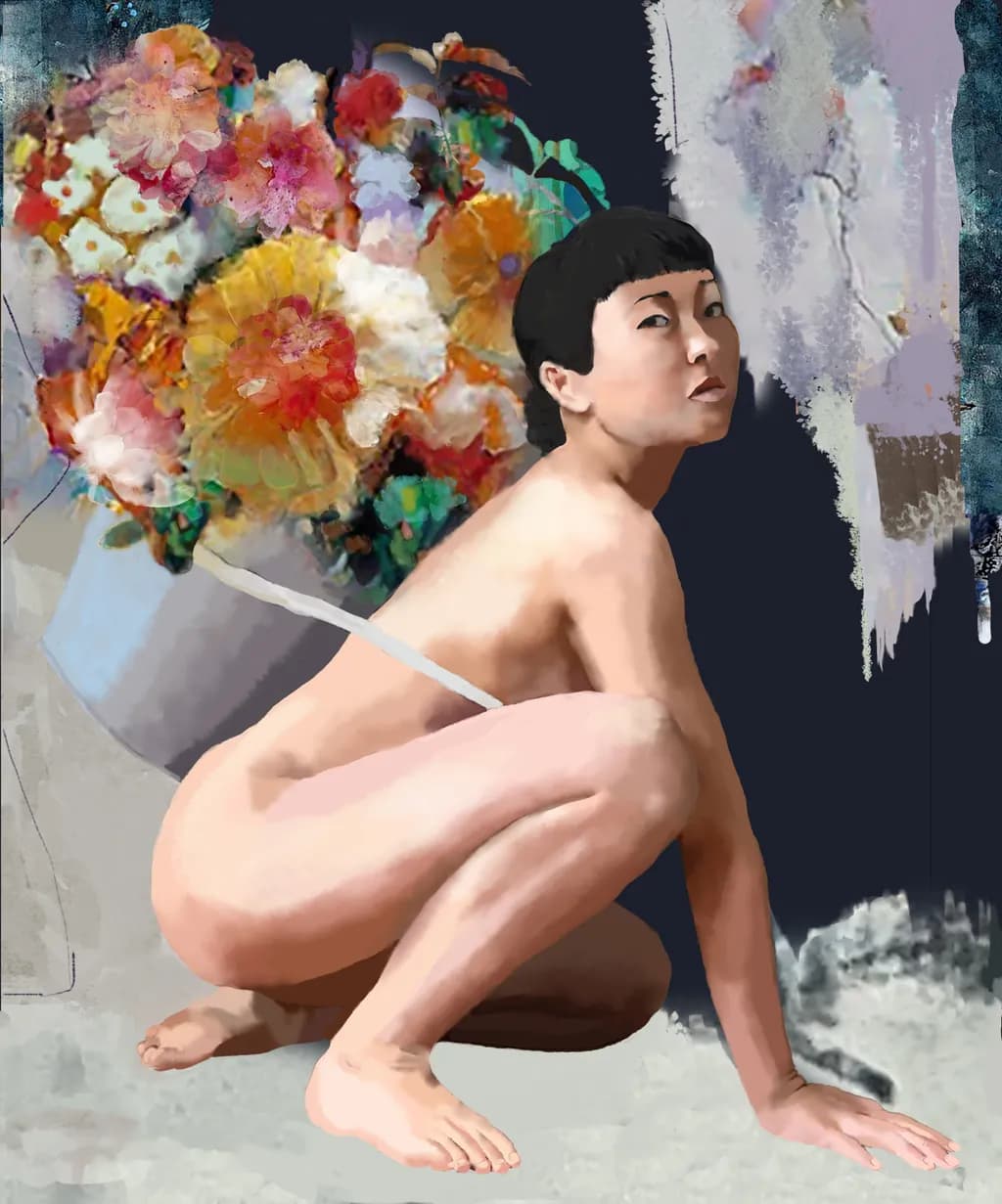 Japanese with Flowers