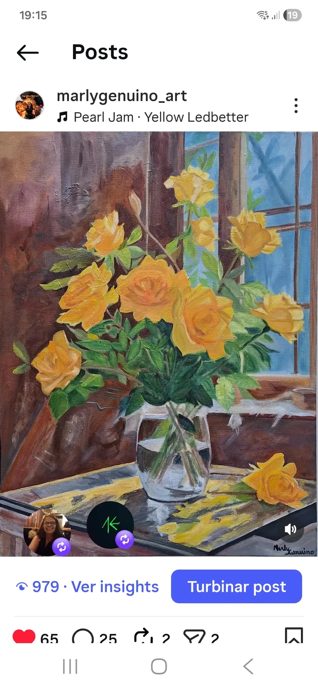 Yellow Roses in Glass Vase