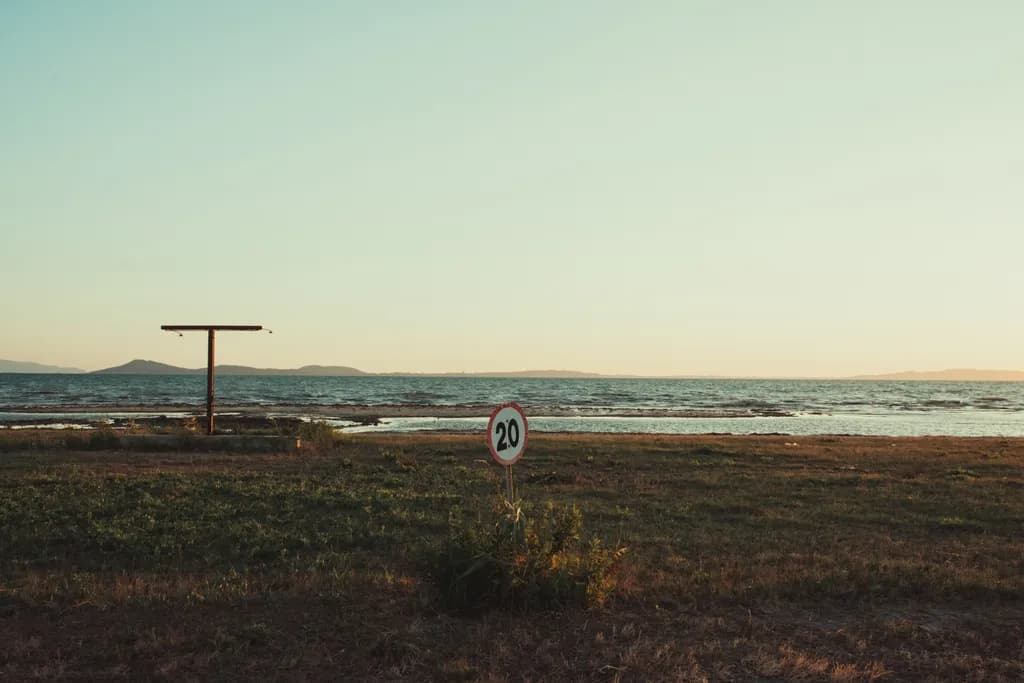 Beach Sign at Dusk