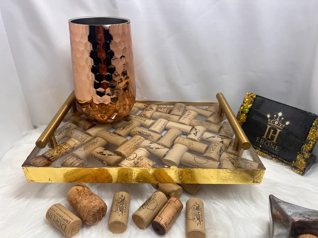 Golden Cork Tray Set