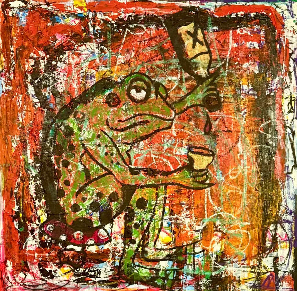 Frog in Colorful Chaos