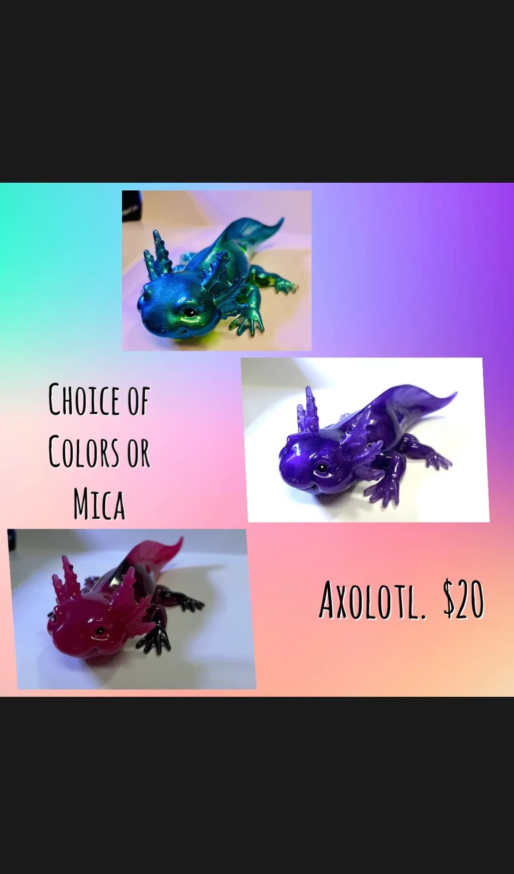 Colorful Axolotl Figurines