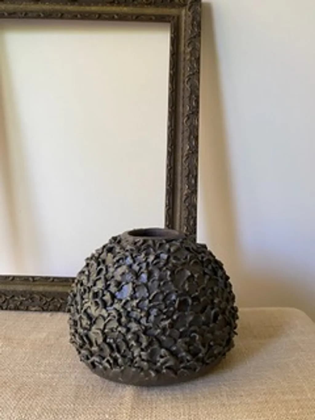 Textured Black Sphere Vase
