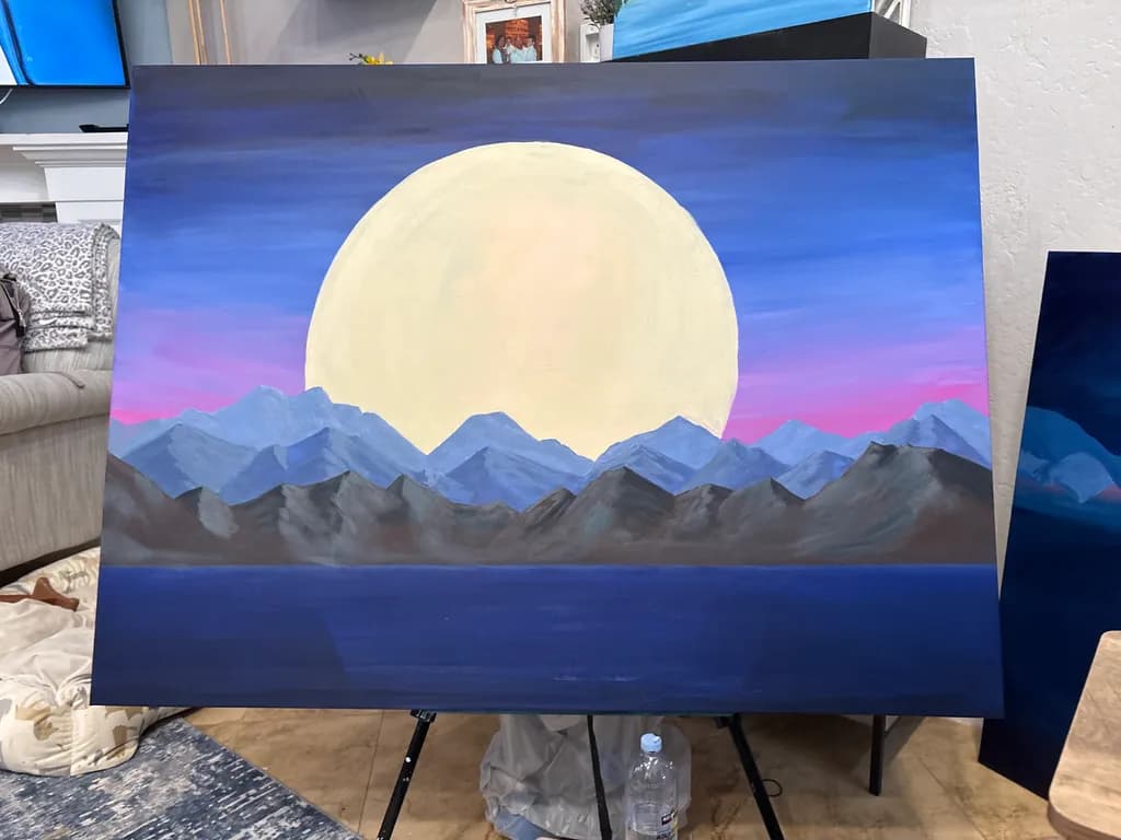 Moon Over Mountain Landscape