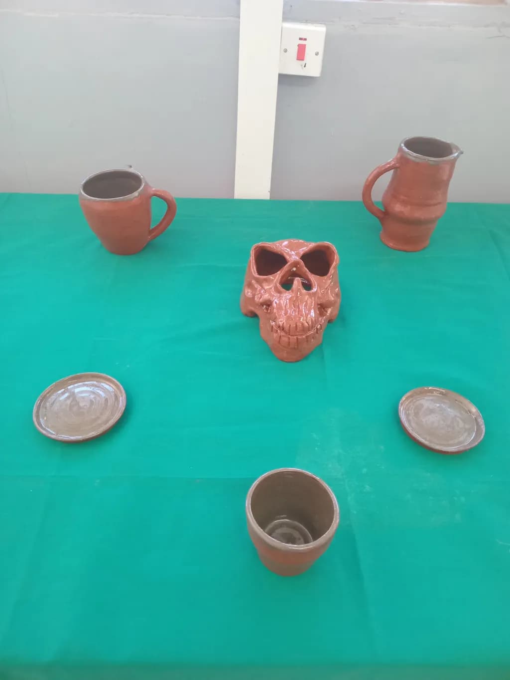 Clay Skull and Vessels