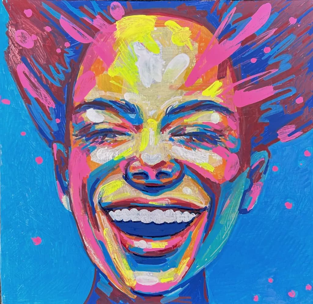 Neon Euphoria Portrait – Vibrant Abstract Expression of Joy