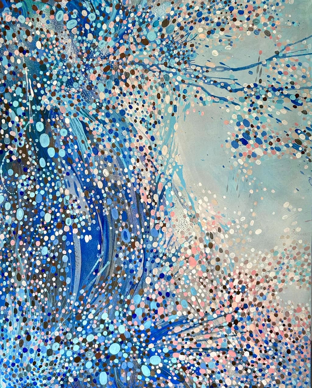 Symphony of Blue Particles-Large Scale Abstract
