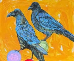 Blue Ravens on Fruit