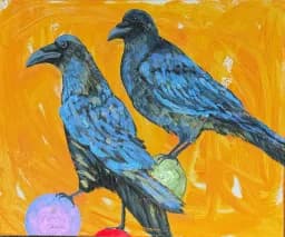 Blue Ravens on Fruit