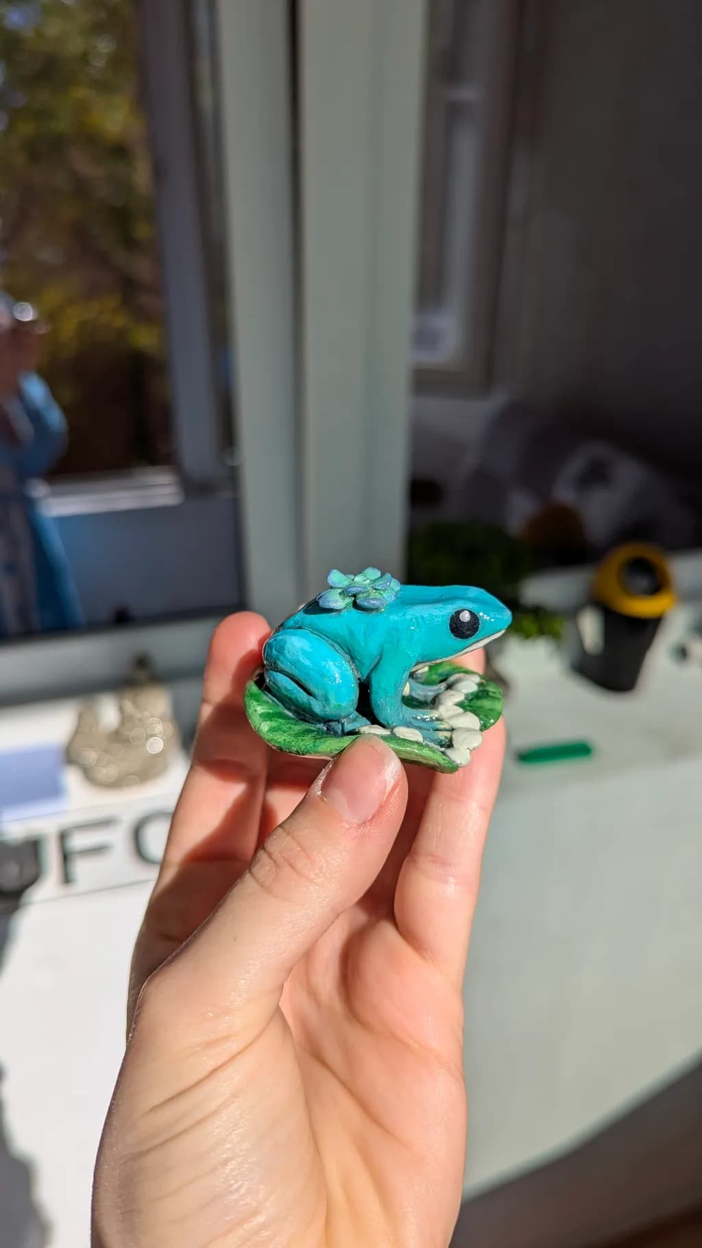 Blue Frog Figurine