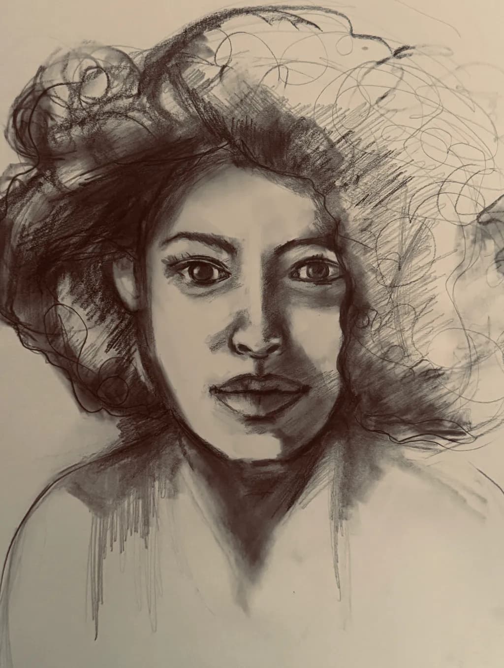 Charcoal Woman Portrait