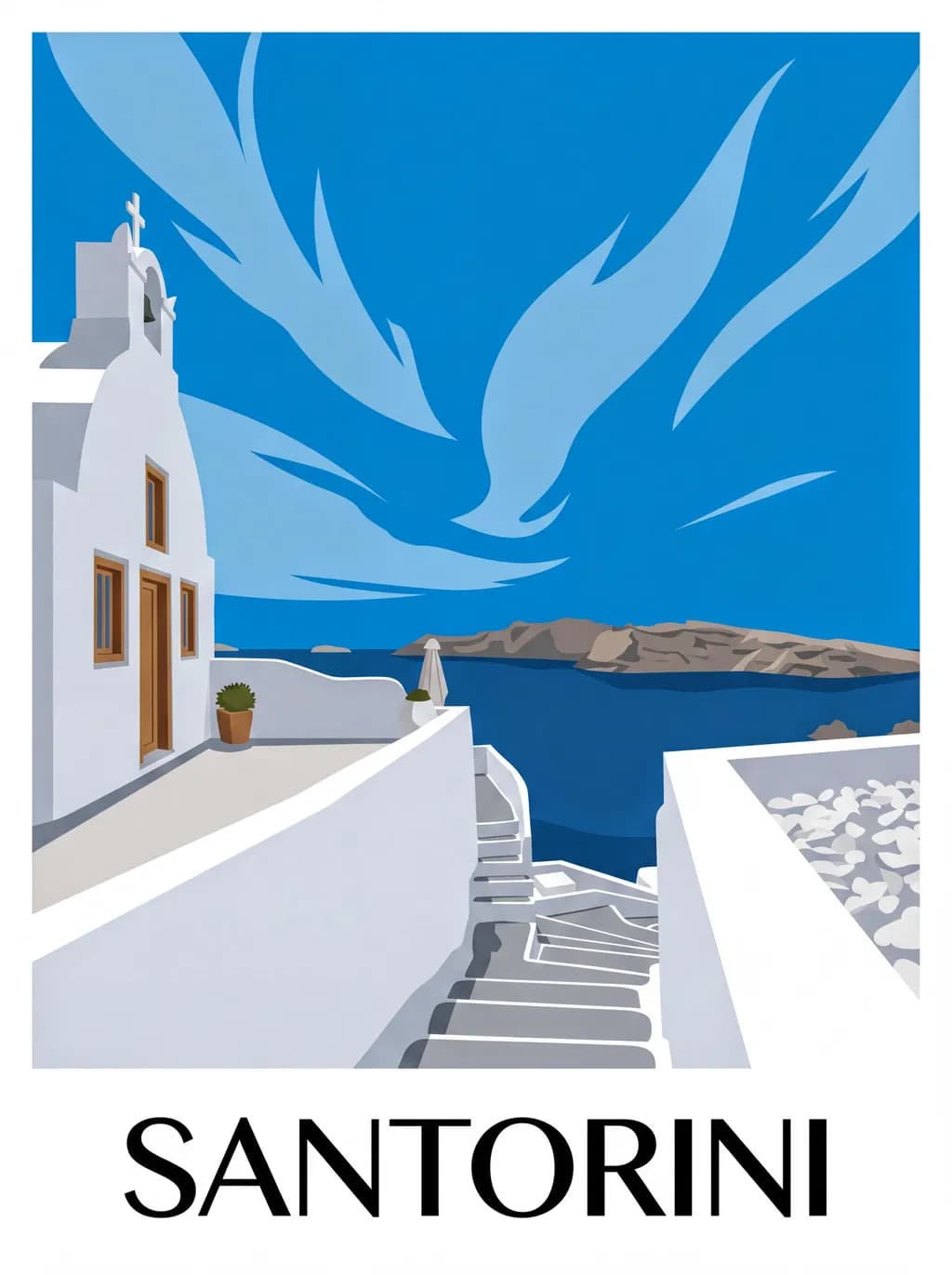Santorini White Church Steps