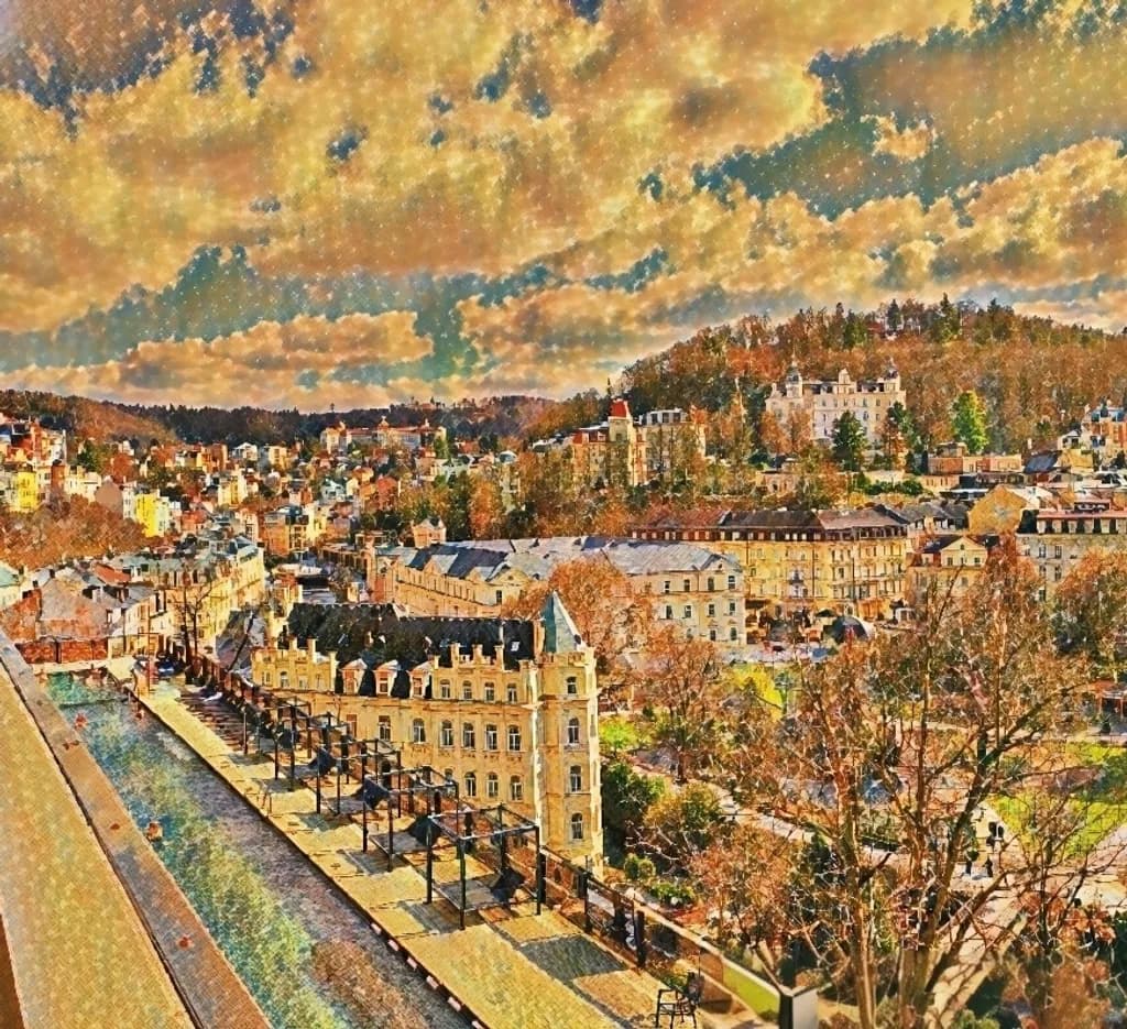 Golden Canal Cityscape