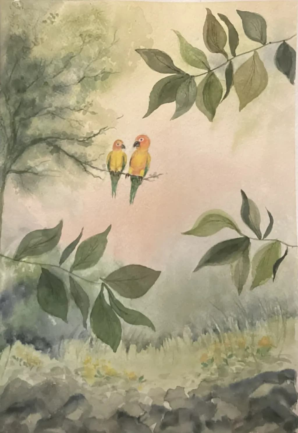 Two Birds on Branch