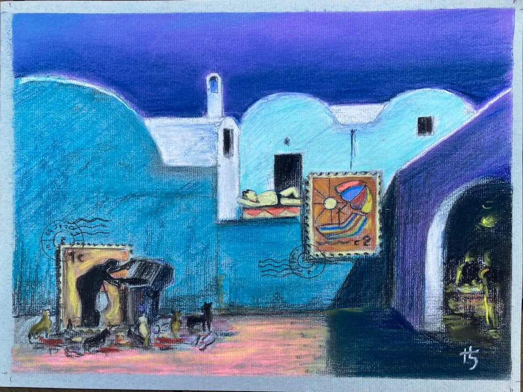 Blue Courtyard Night