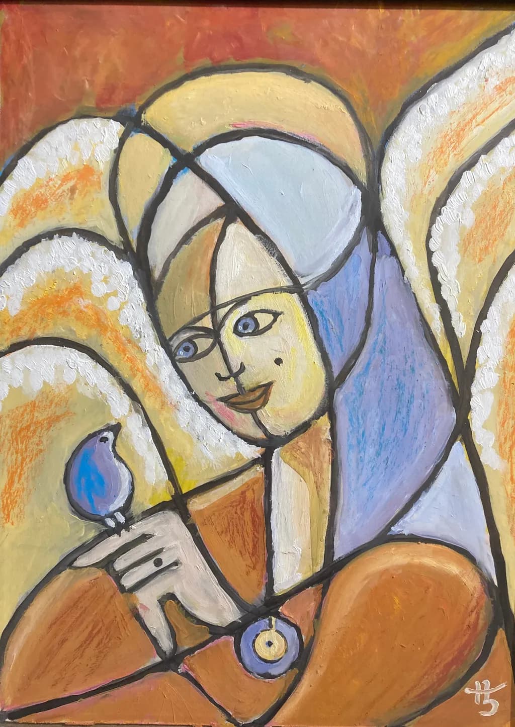 Figure with Blue Bird