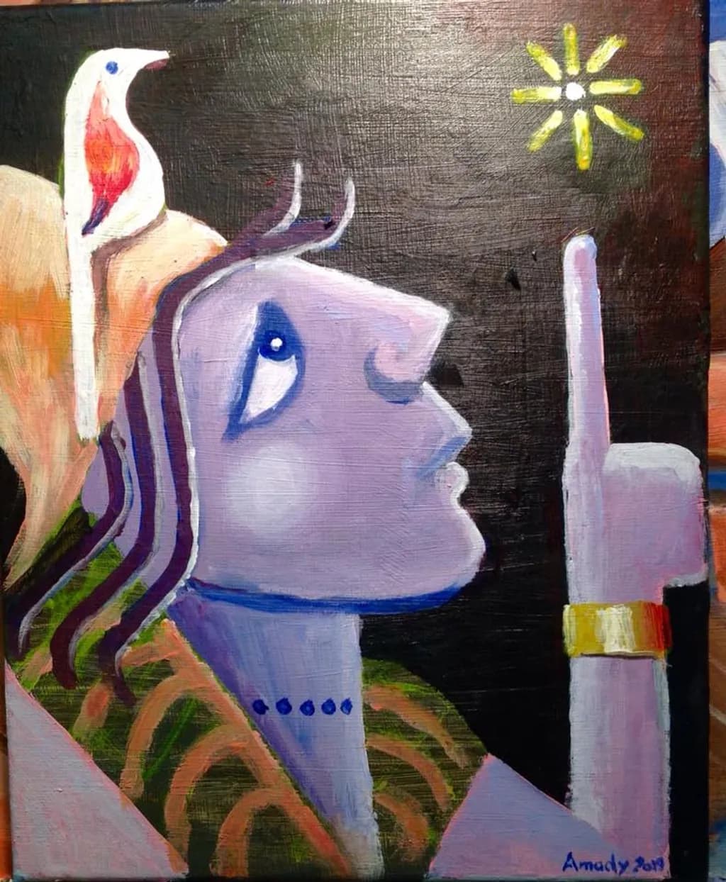 Figure with Bird and Star