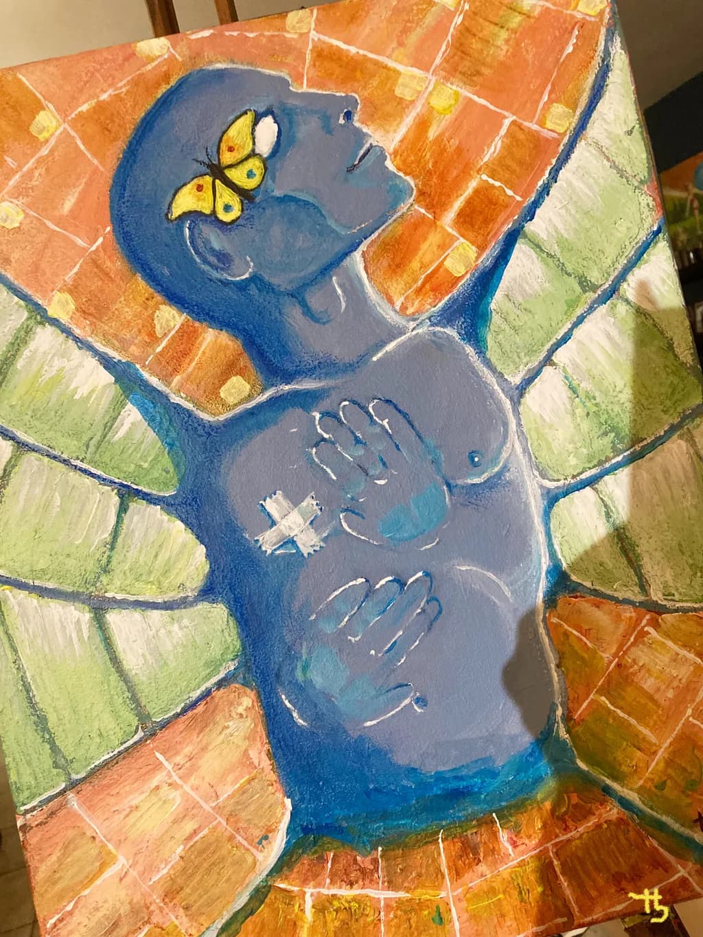 Butterfly on Blue Figure