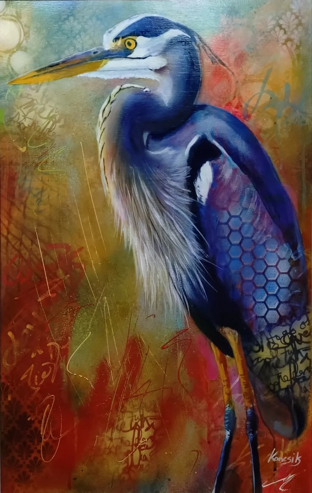 Colorful Heron Portrait