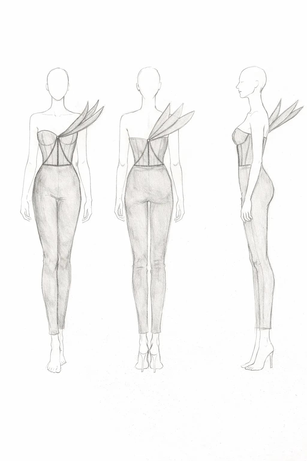 Asymmetrical Couture Sketch