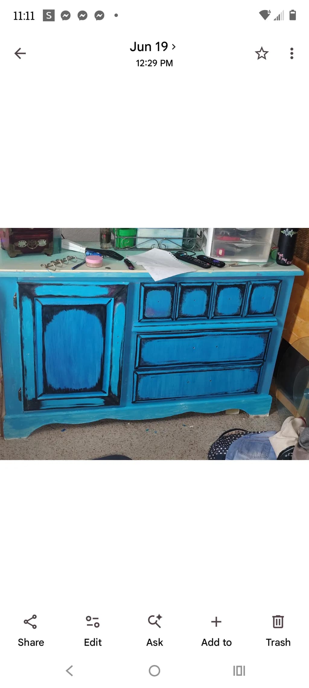 Distressed Blue Cabinet