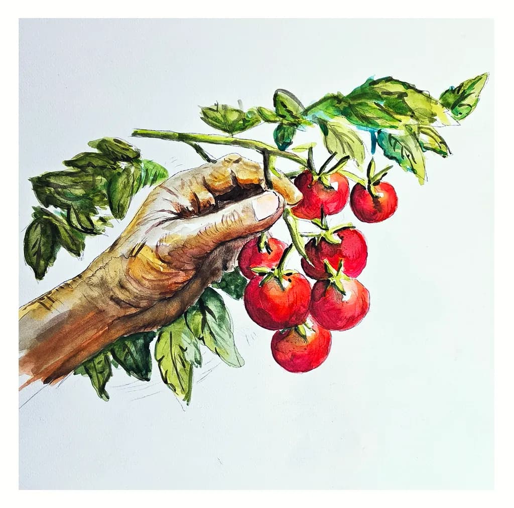 Hand Holding Tomatoes