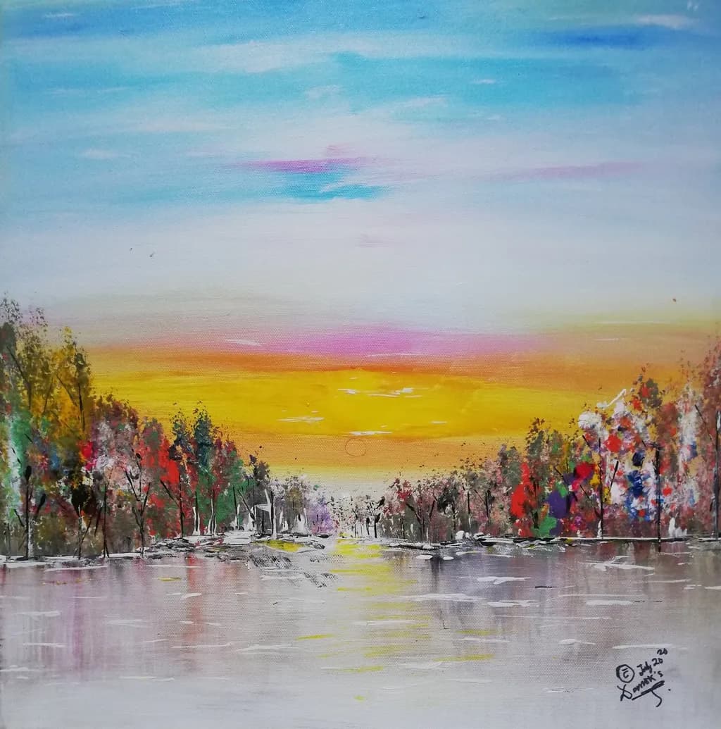 Sunset Over Riverbanks