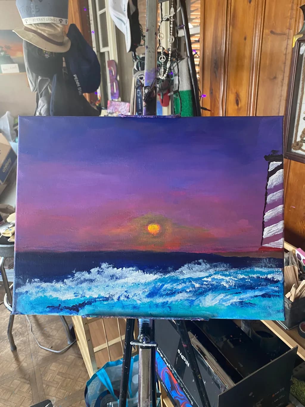Lighthouse Sunset Waves