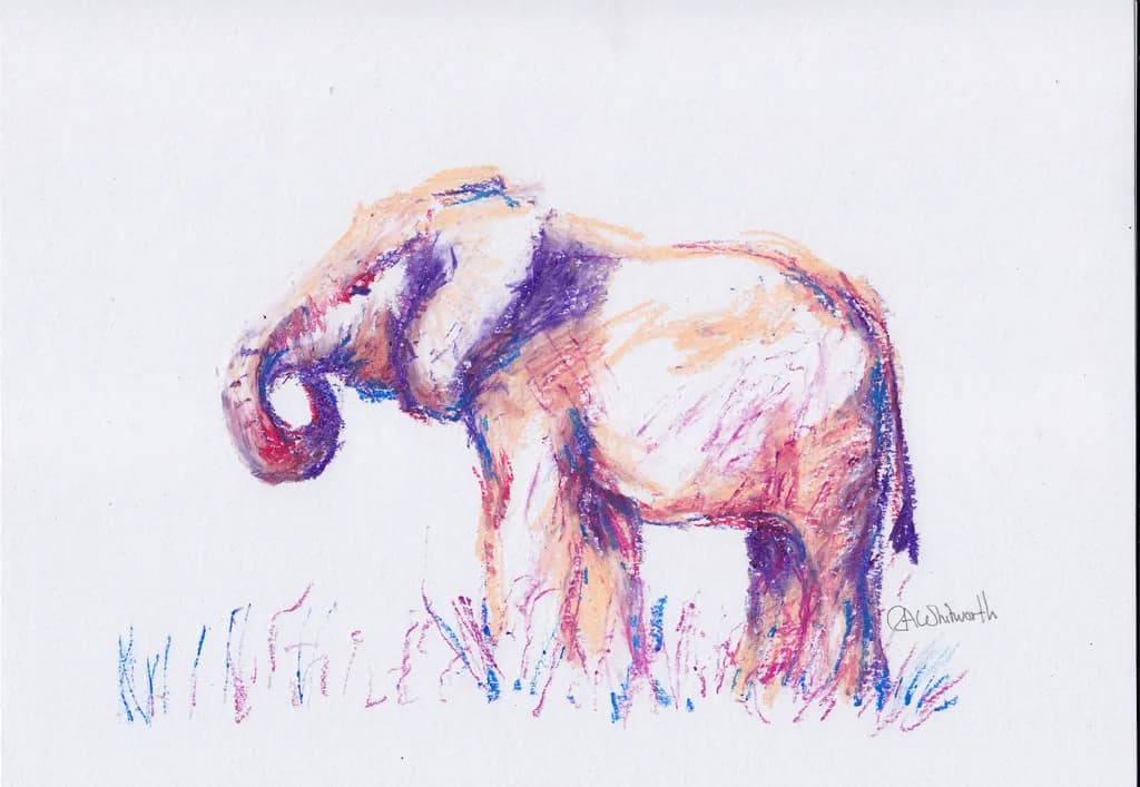 Pastel Elephant Sketch