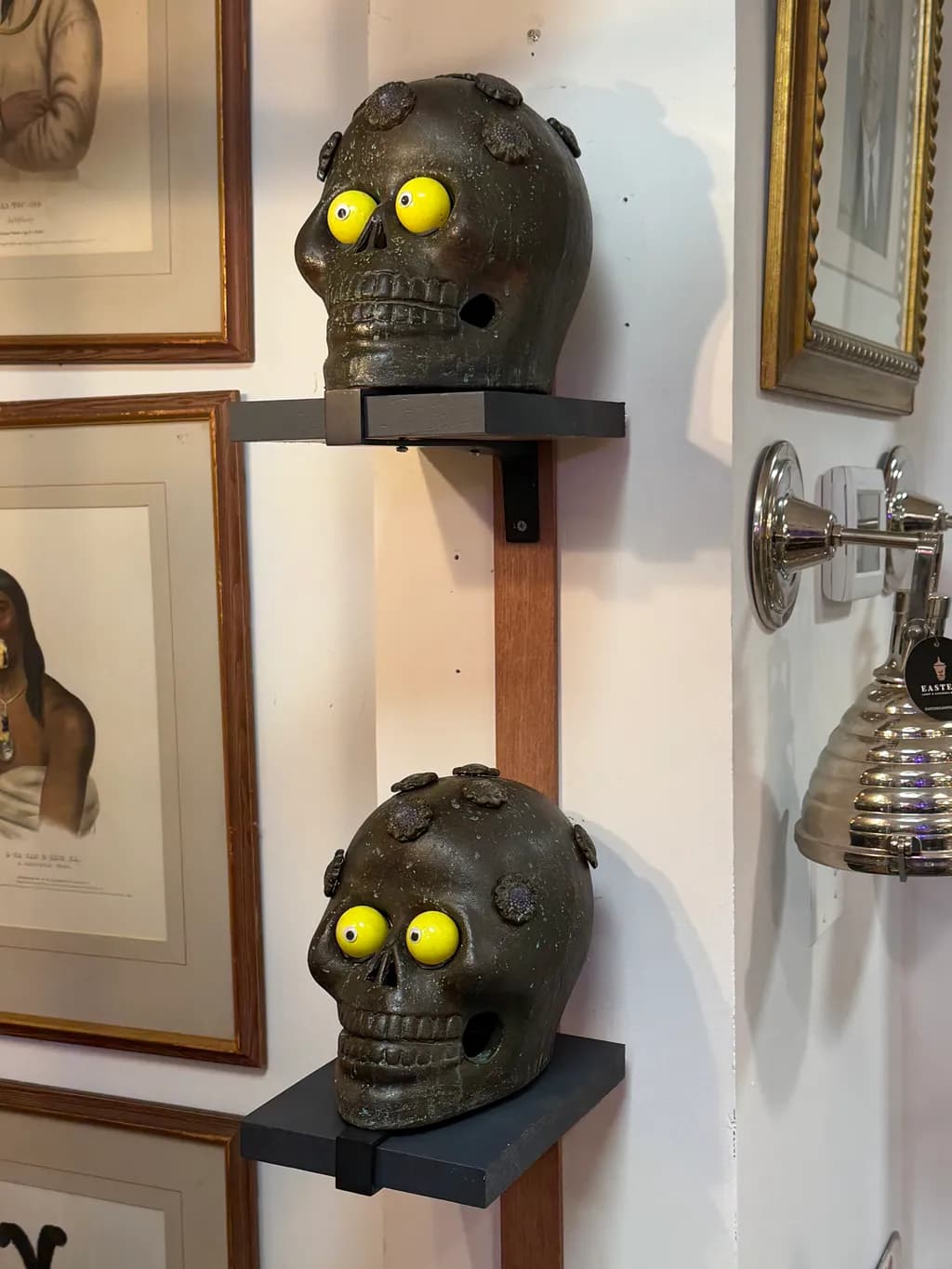 Yellow-Eyed Skull Sculpture