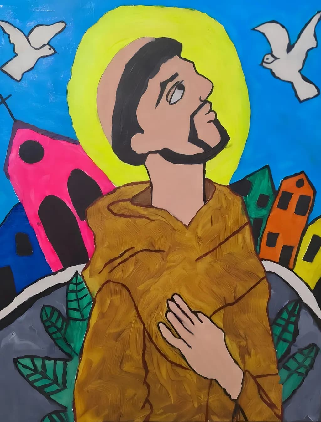 Saint with Doves