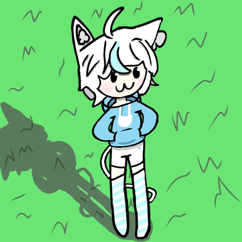 Blue Hoodie Catgirl