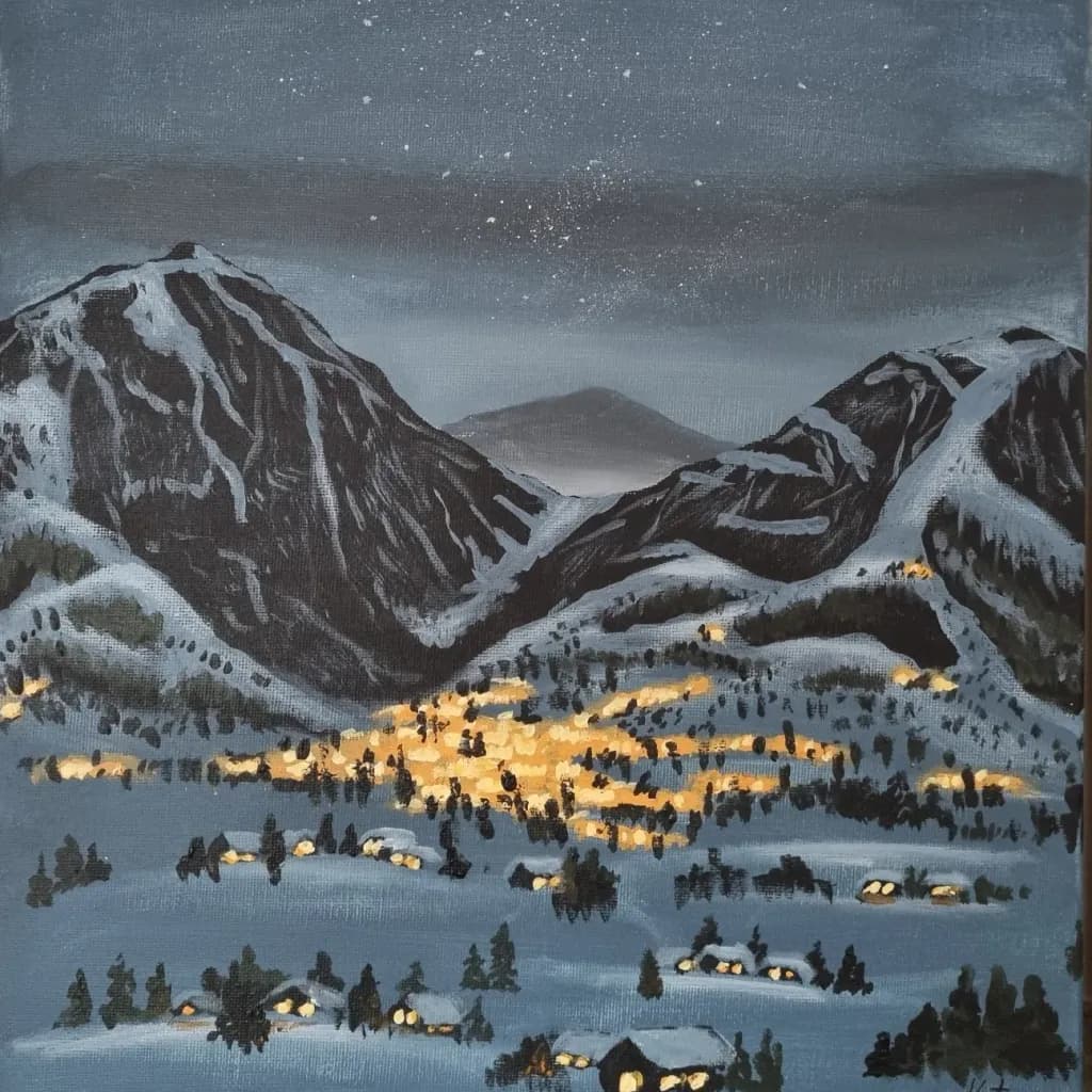 Winter Village Nightscape