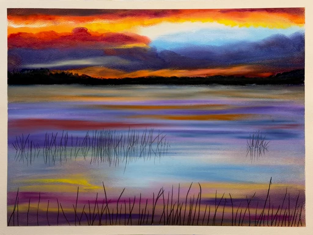 Sunset Over Lake Reeds