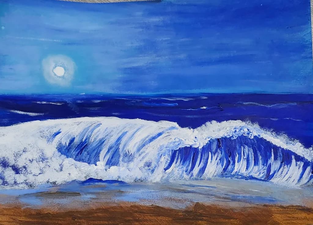 Ocean Wave under Moonlight