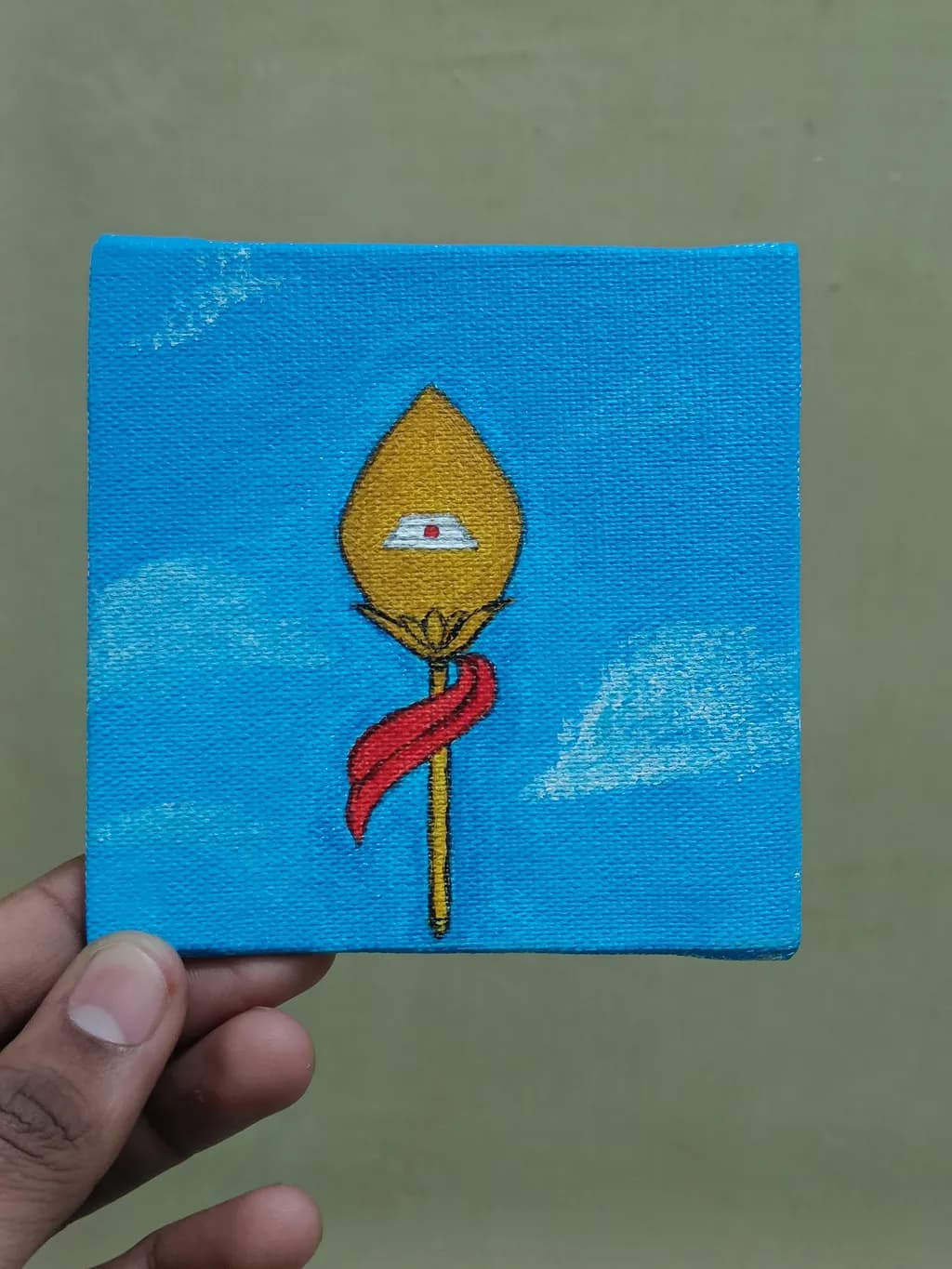 Golden Flame with Ribbon