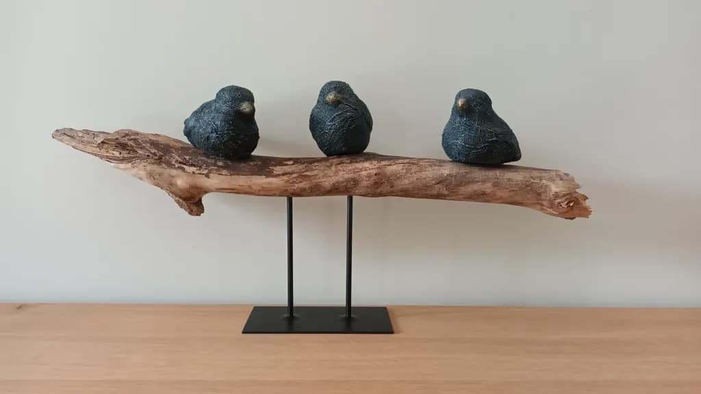 Three Birds on Driftwood