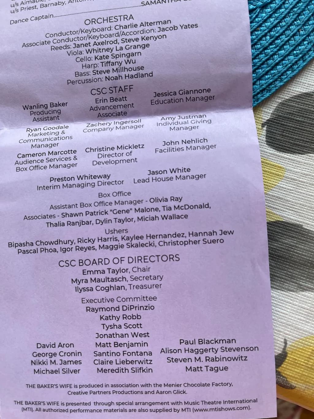 The Baker's Wife Credits