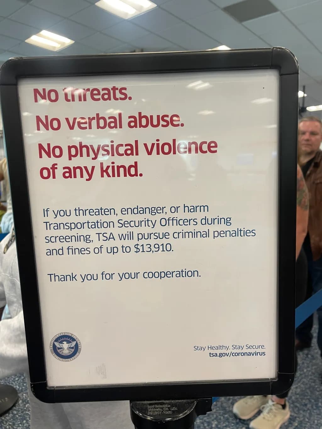 TSA Conduct Warning