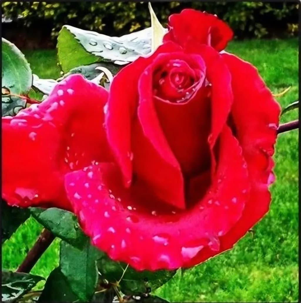 Red Rose Dewdrops